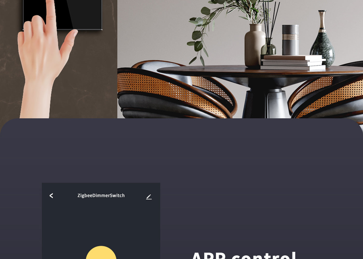BSEED Zigbee érintős okos fényerő-szabályzó, kétutas (váltó), üveg előlap