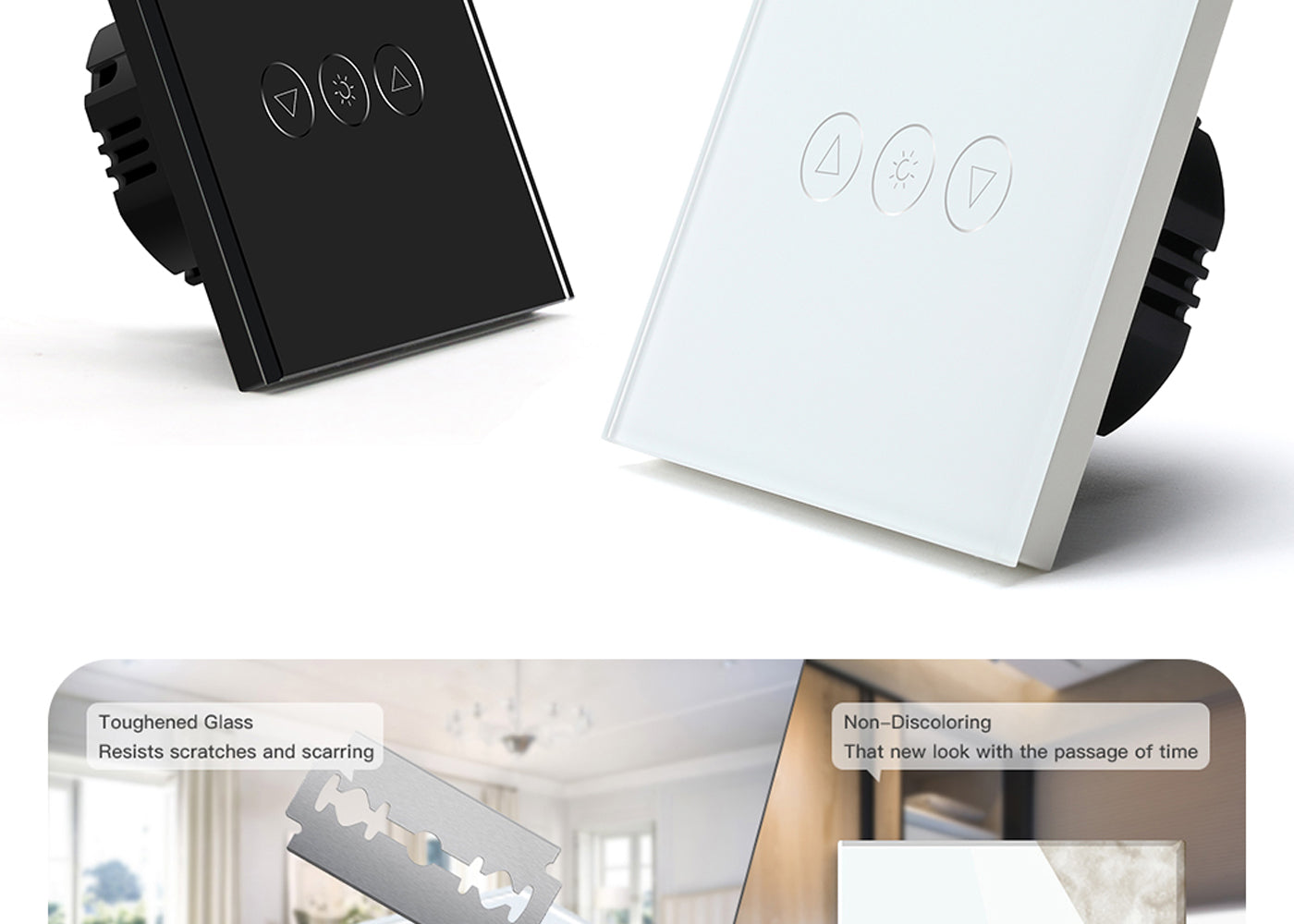 BSEED Zigbee érintős okos fényerő-szabályzó, kétutas (váltó), üveg előlap