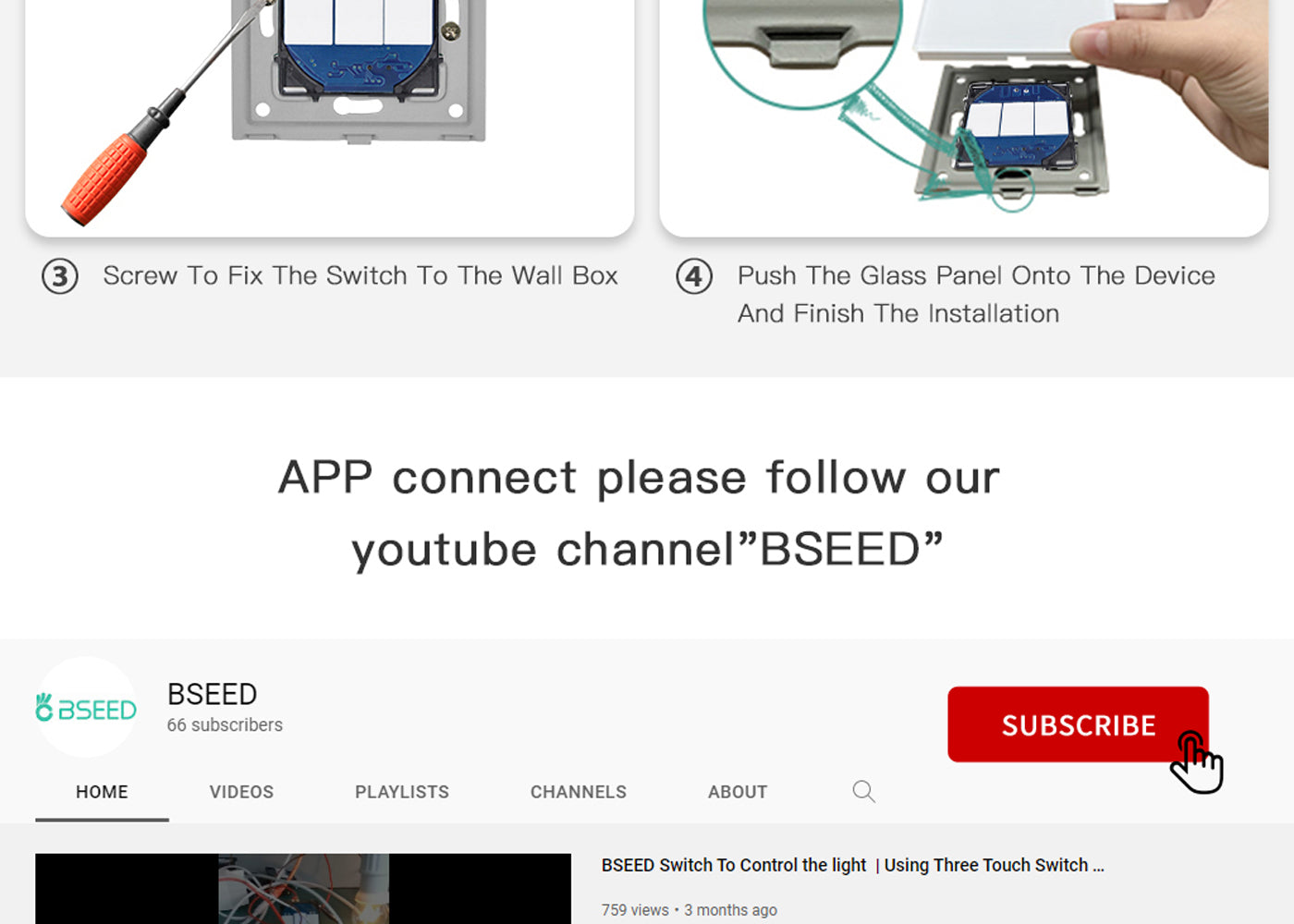 BSEED Zigbee érintős okos fényerő-szabályzó, kétutas (váltó), üveg előlap