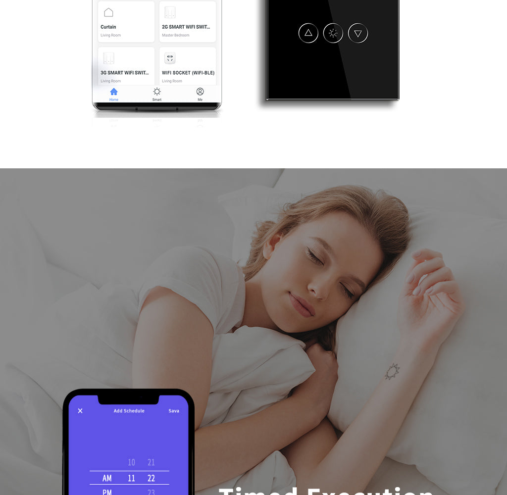 BSEED Wifi-s érintős fényerő-szabályzó, kétutas (váltó), üveg előlap
