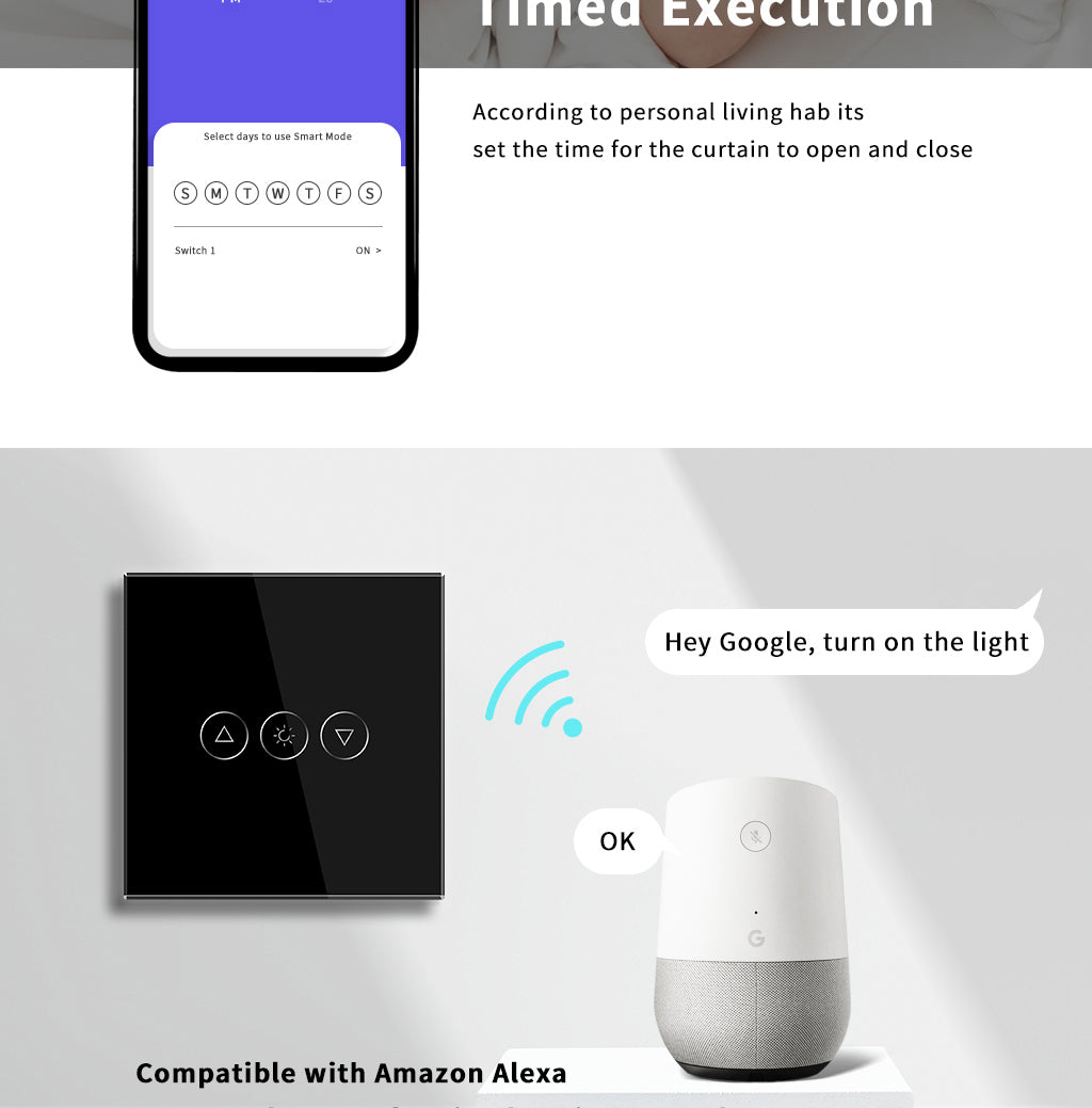 BSEED Wifi-s érintős fényerő-szabályzó, kétutas (váltó), üveg előlap