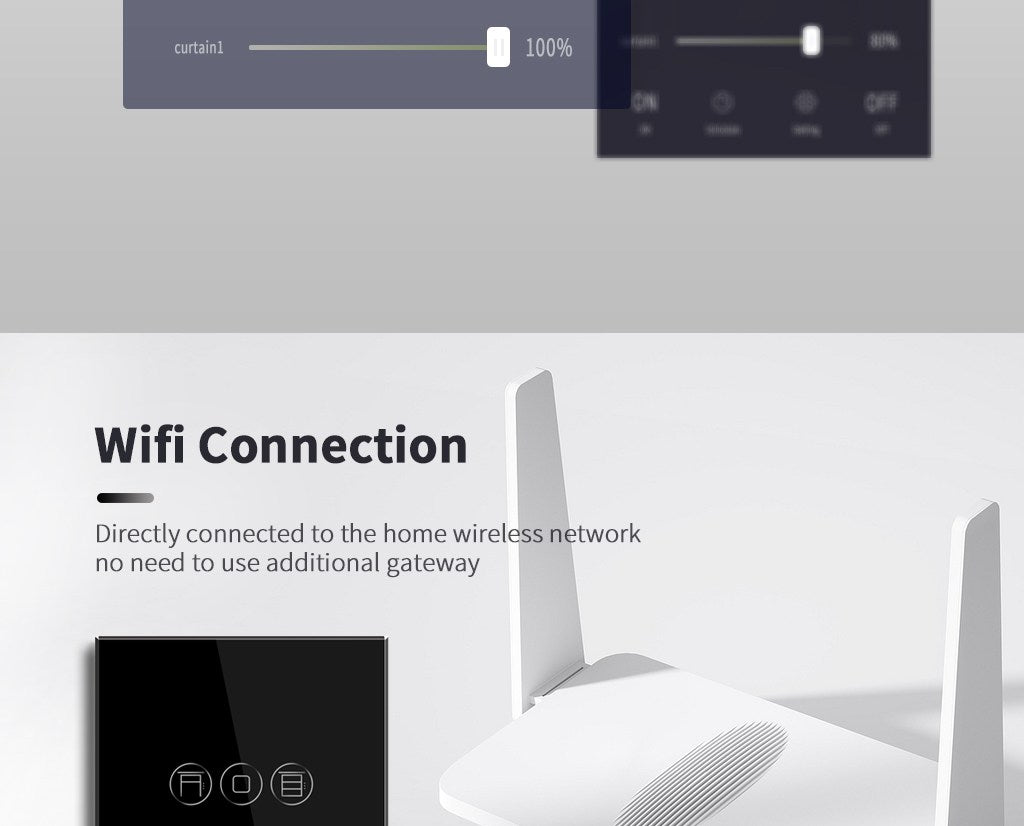 BSEED Wifi-s dupla érintős redőnykapcsoló, 157 mm-es kristályüveg előlap