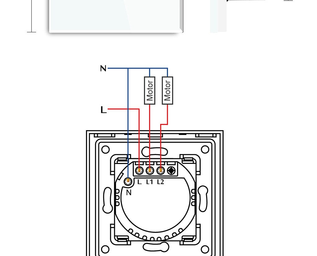 BSEED Wifi-s dupla érintős redőnykapcsoló, 157 mm-es kristályüveg előlap