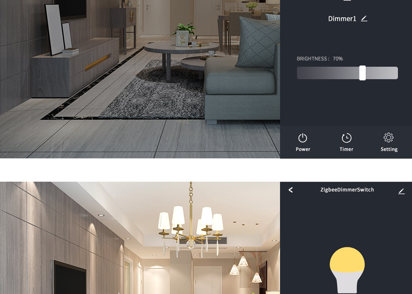 BSEED Zigbee-s érintős okos fényerő-szabályzó, üveg előlap