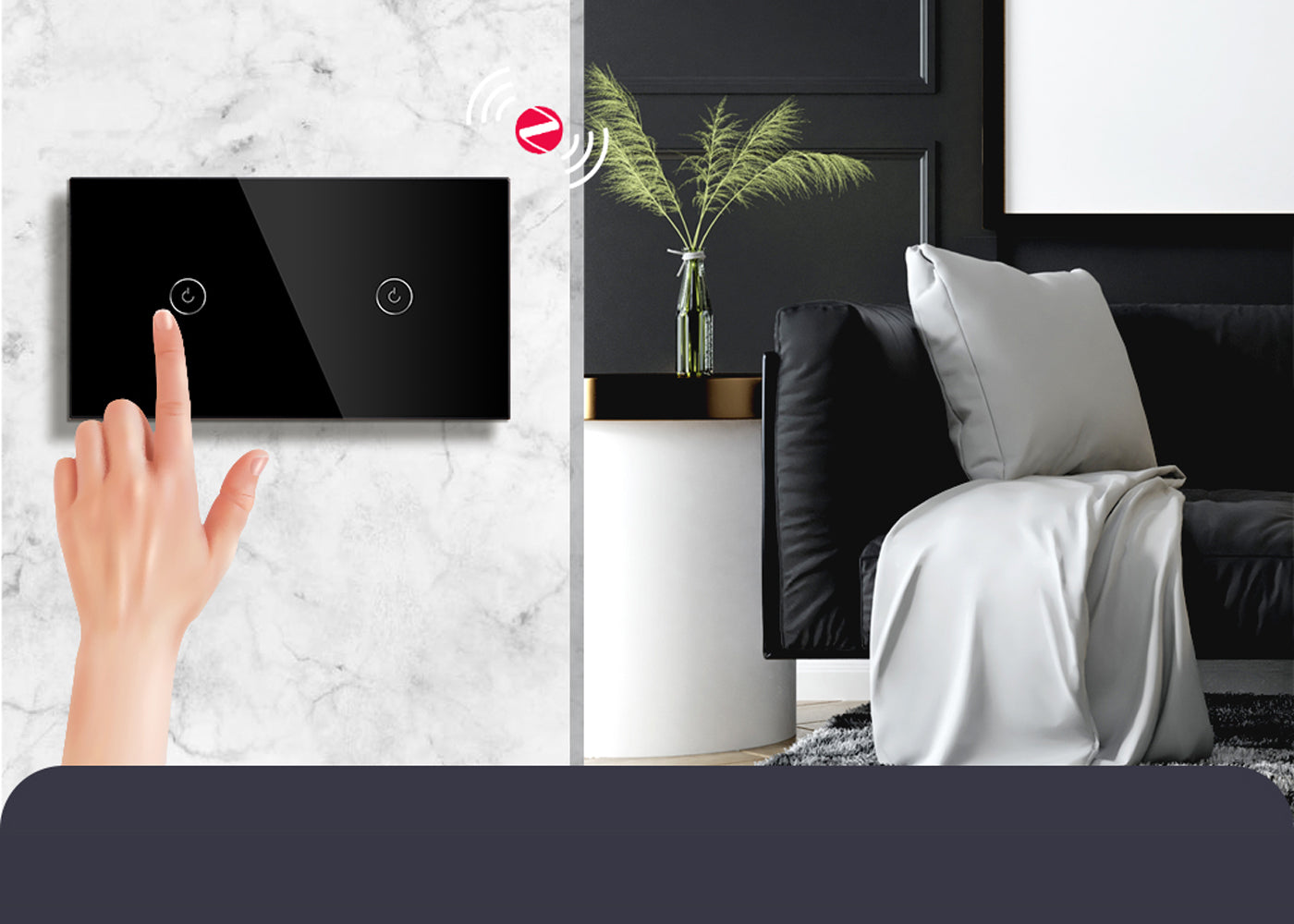 BSEED Zigbee-s dupla okos villanykapcsoló (nullvezetős), üveg előlap