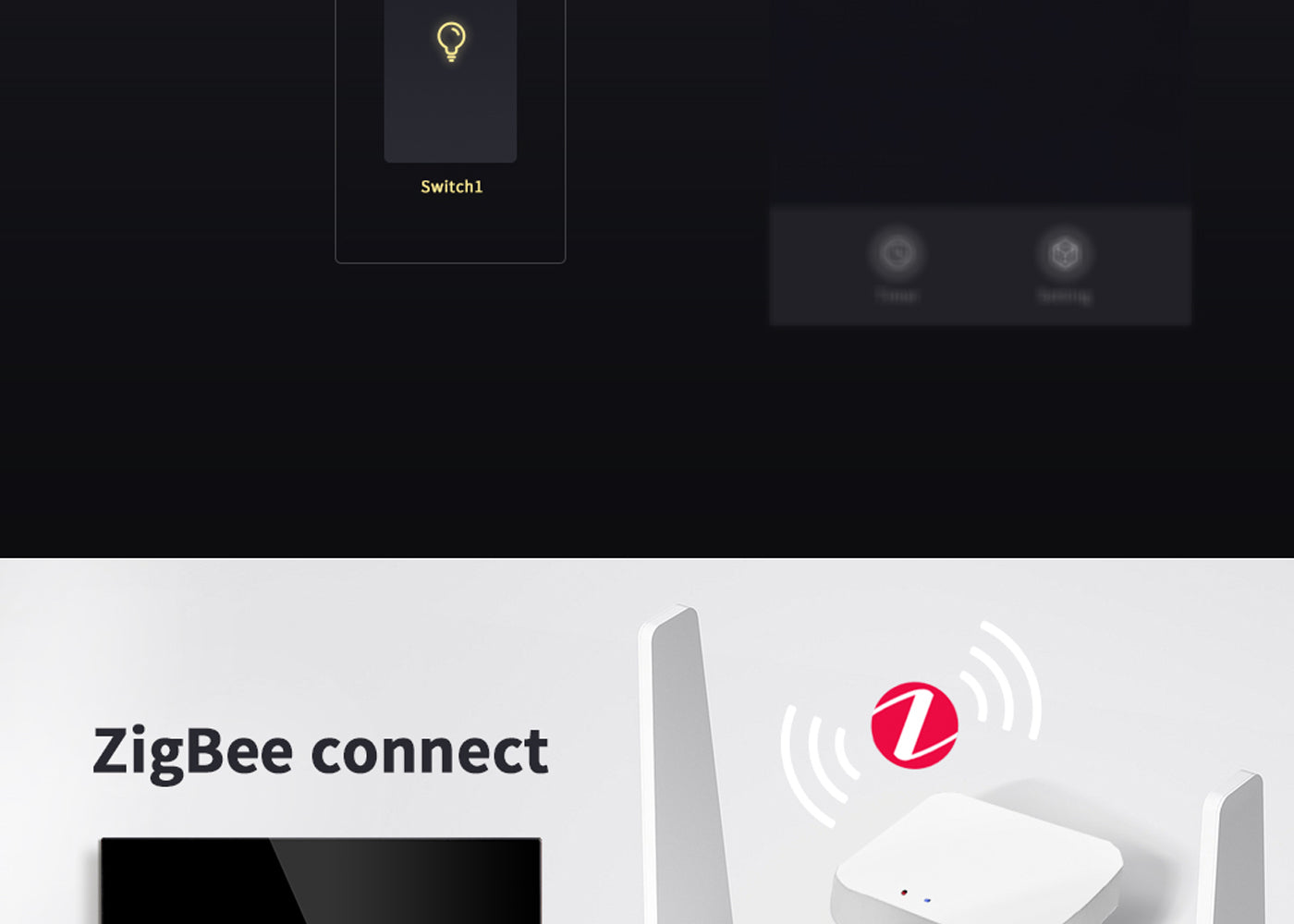 BSEED Zigbee-s dupla okos villanykapcsoló (nullvezetős), üveg előlap
