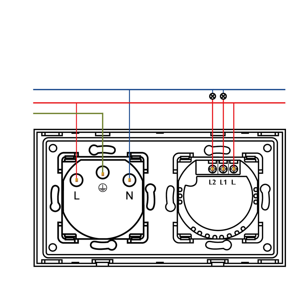 BSEED Zigbee-s érintős villanykapcsoló (nullvezeték nélkül) EU konnektorral