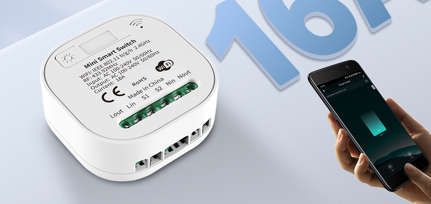 BSEED Wifi + RF433 okos kapcsolómodul, opcionális vezeték nélküli nyomókapcsolóval