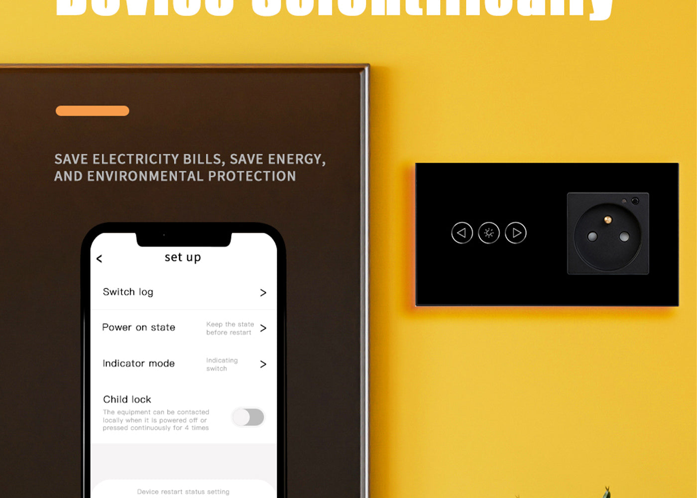 BSEED Wifi-s okos fényerő-szabályzó Wifi-s EU konnektorral, üveg előlap