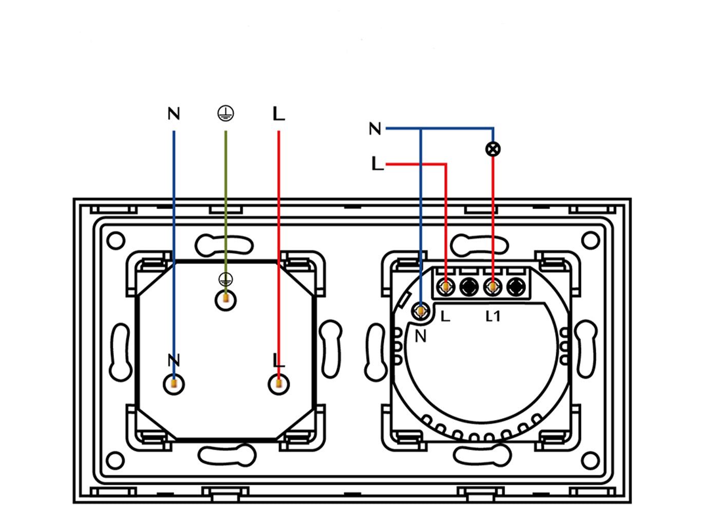 BSEED Wifi-s okos fényerő-szabályzó Wifi-s EU konnektorral, üveg előlap
