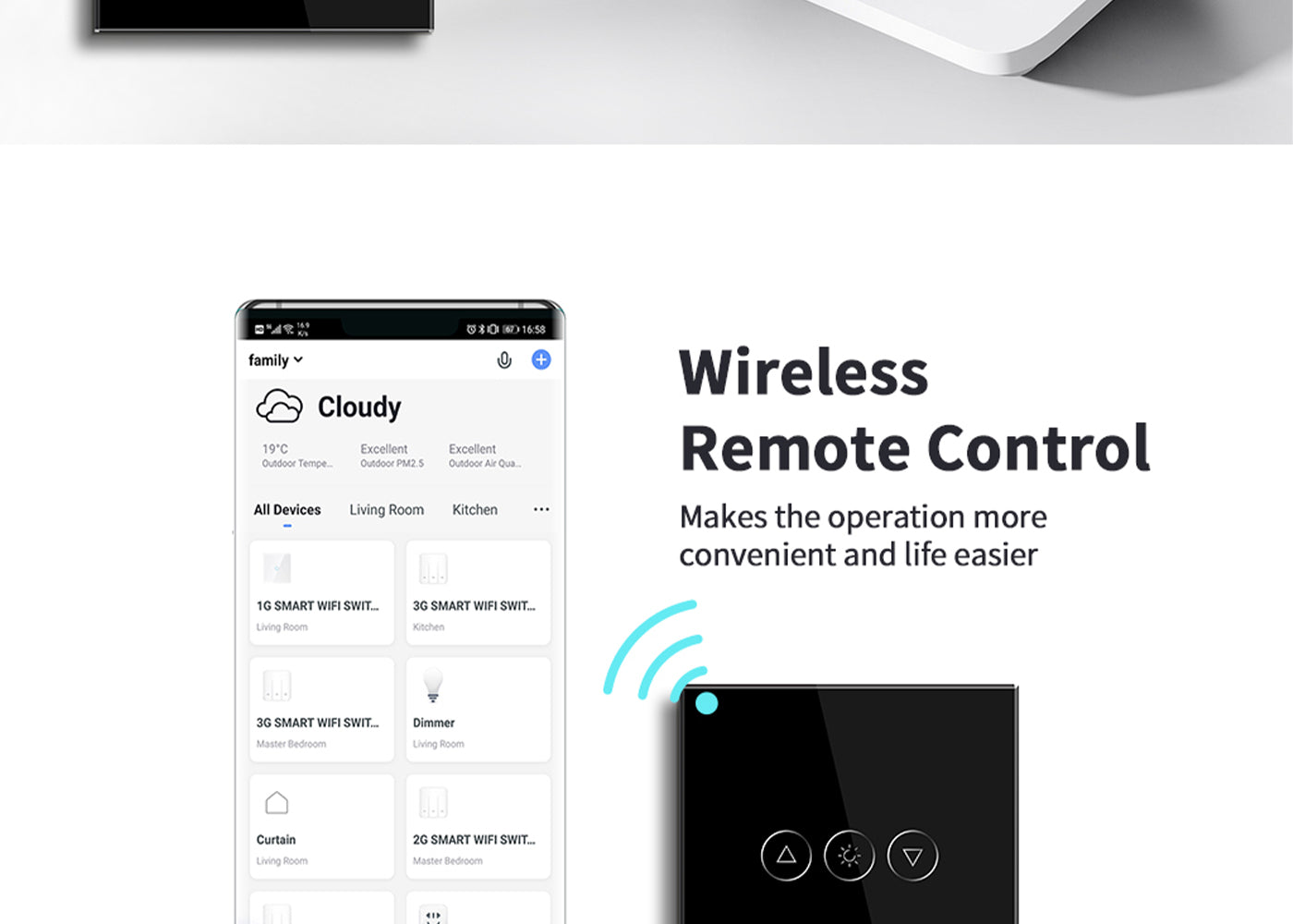 BSEED Wifi-s okos fényerő-szabályzó, 1 kapcsolós
