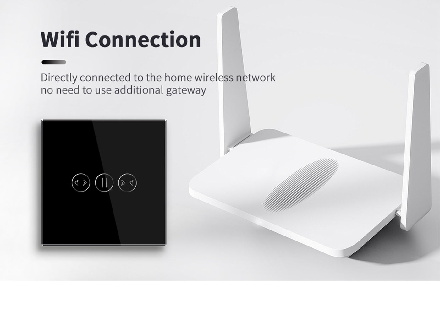 BSEED Wifi-s okos függönykapcsoló, üveg előlap