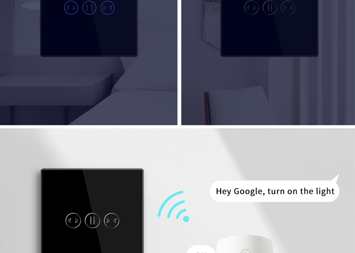 BSEED Wifi-s okos függönykapcsoló, üveg előlap