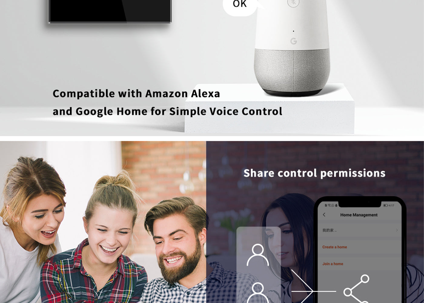 BSEED Wifi-s okos függönykapcsoló, üveg előlap
