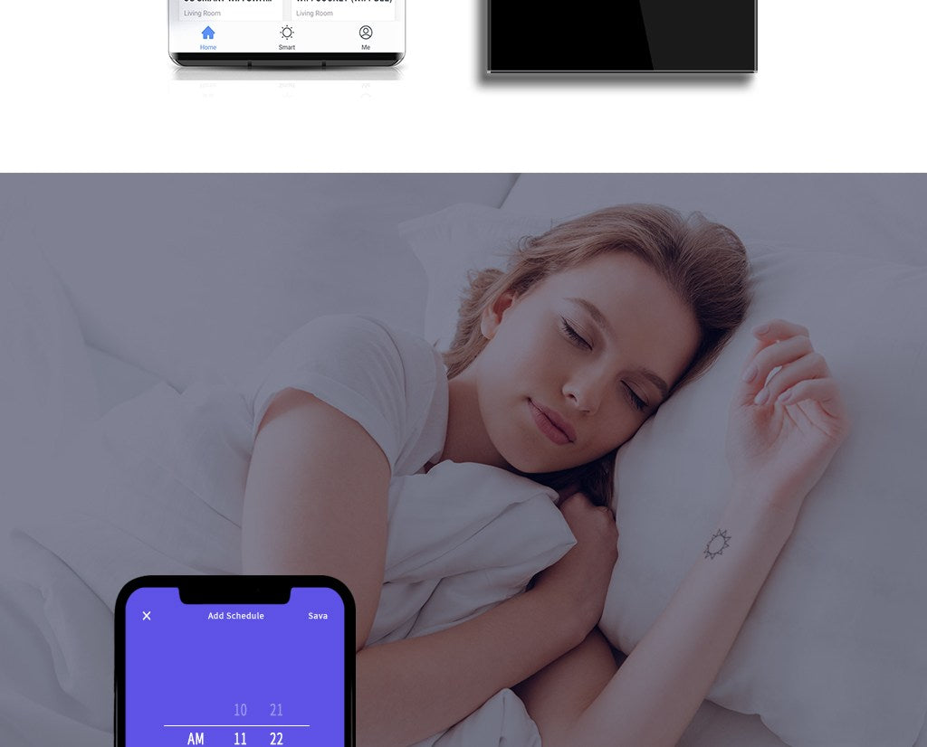 BSEED Wifi-s érintős redőnykapcsoló hagyományos EU konnektorral, 157 mm