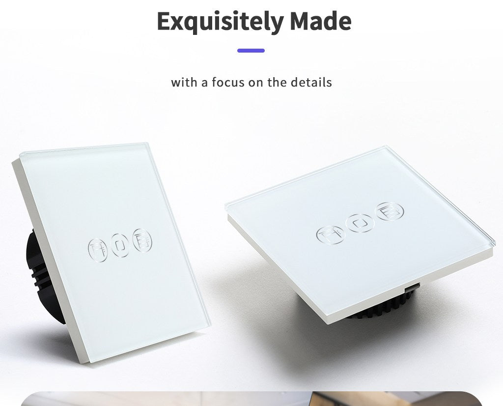 BSEED Wifi-s érintős redőnykapcsoló hagyományos EU konnektorral, 157 mm