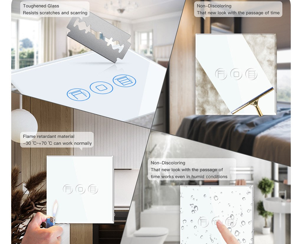 BSEED Wifi-s érintős redőnykapcsoló hagyományos EU konnektorral, 157 mm