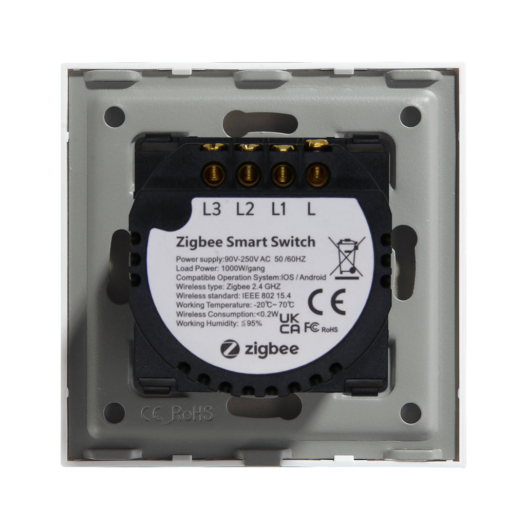 BSEED hármas Zigbee érintős villanykapcsoló, nullvezeték nélküli, 228 mm