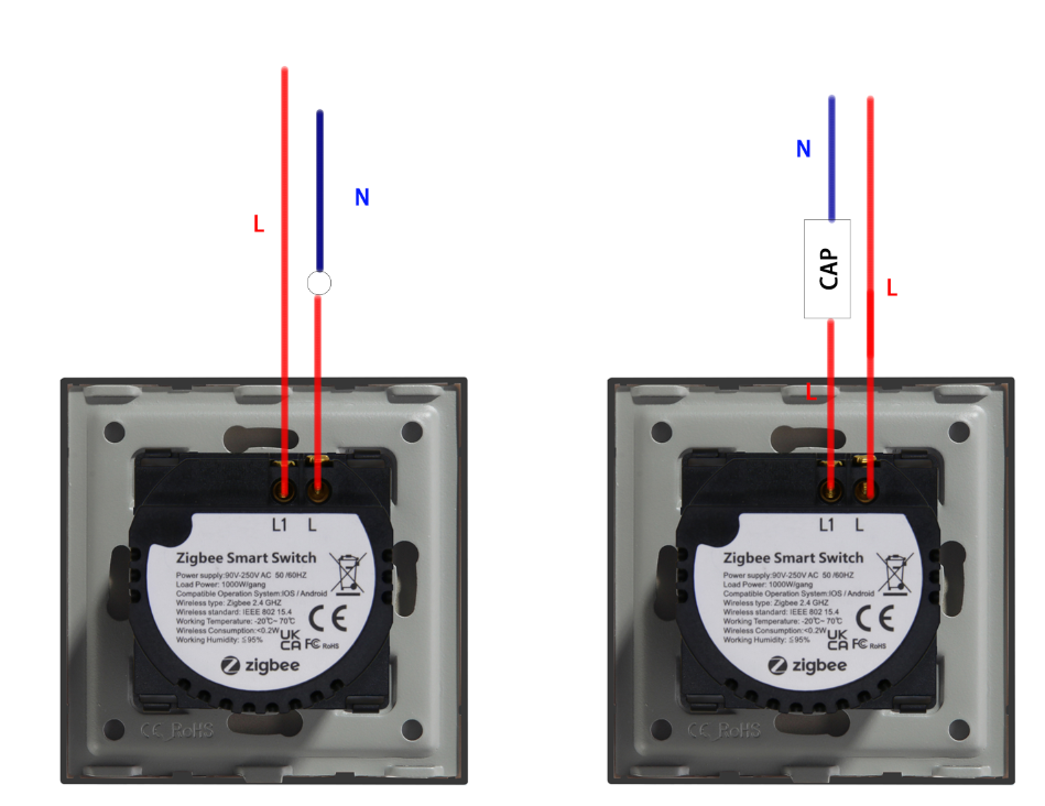 BSEED hármas Zigbee érintős villanykapcsoló, nullvezeték nélküli, 228 mm