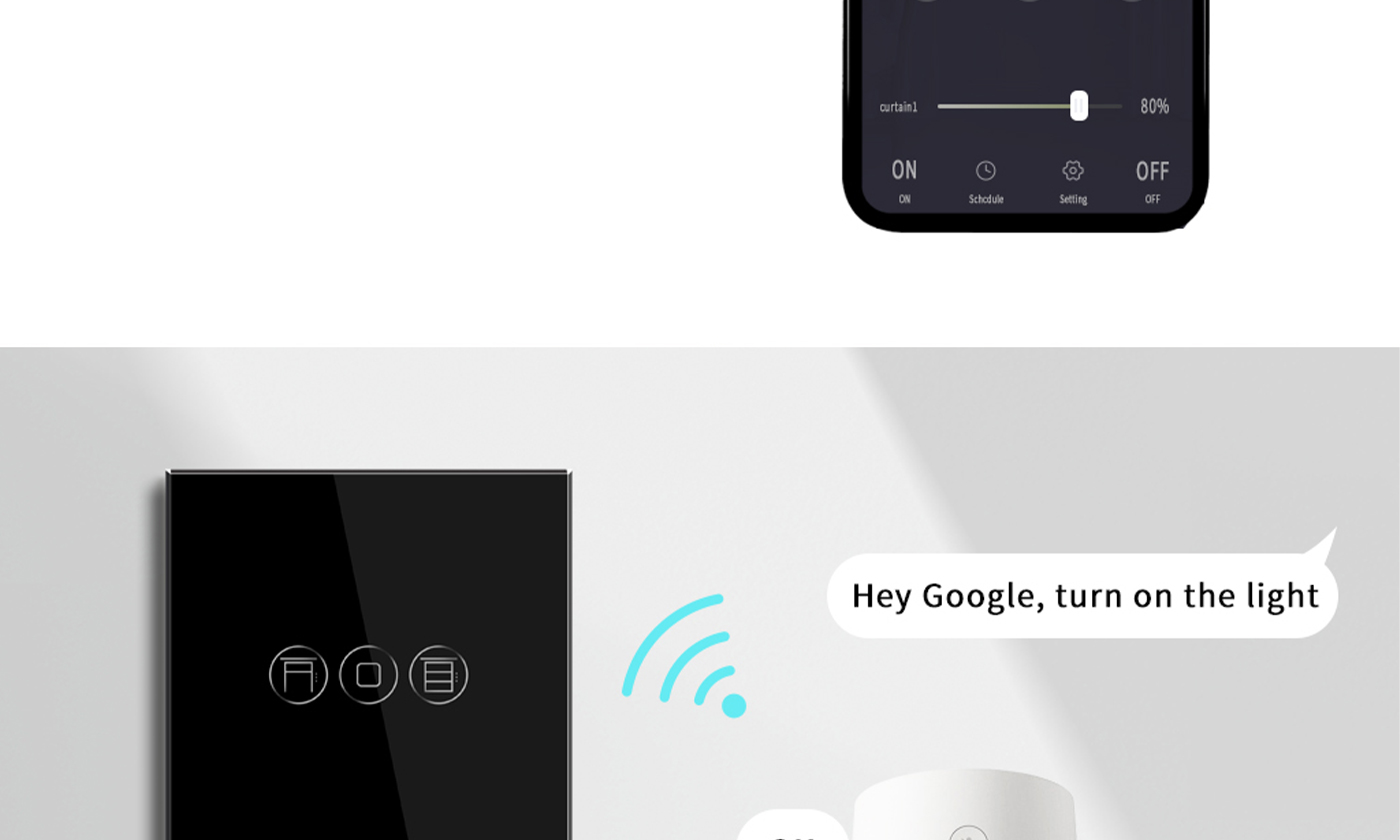 BSEED Wifi-s okos redőnykapcsoló, üveg előlap