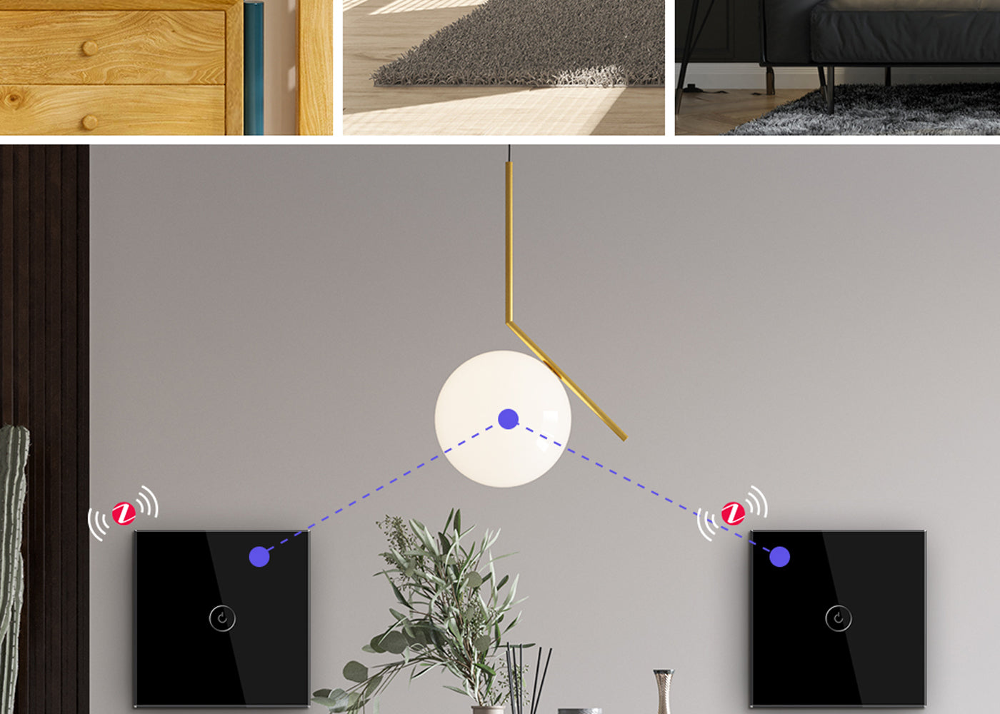 BSEED Zigbee okos villanykapcsoló (nullvezetős), 1–4 kapcsolós