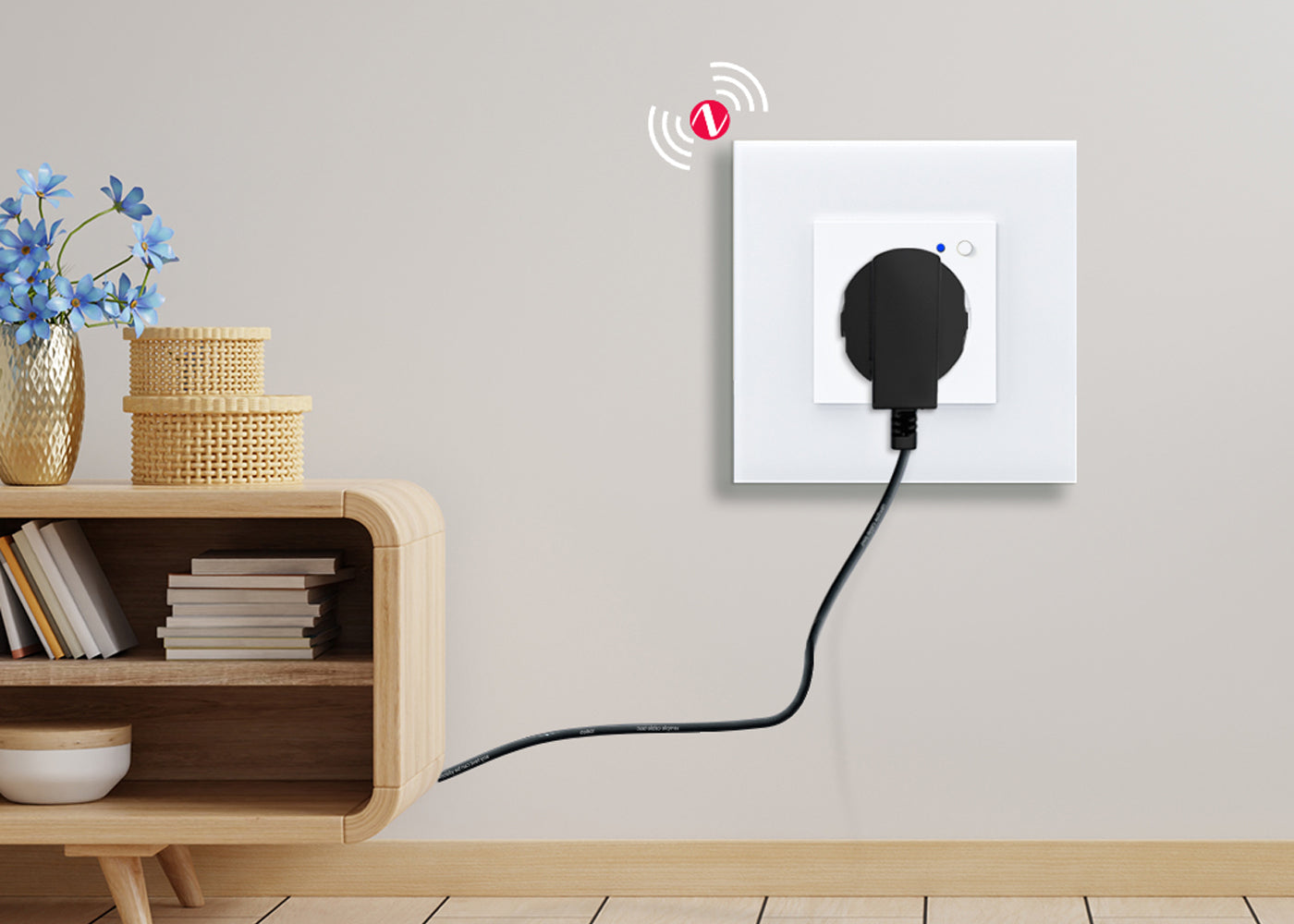 BSEED Zigbee-s okos EU konnektor gyermekvédelemmel, üveg előlap