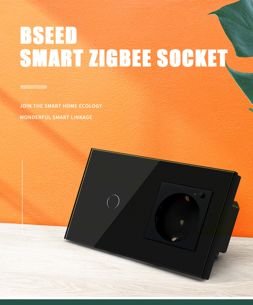 BSEED Zigbee-s érintős villanykapcsoló EU konnektorral, USB és USB-C töltővel