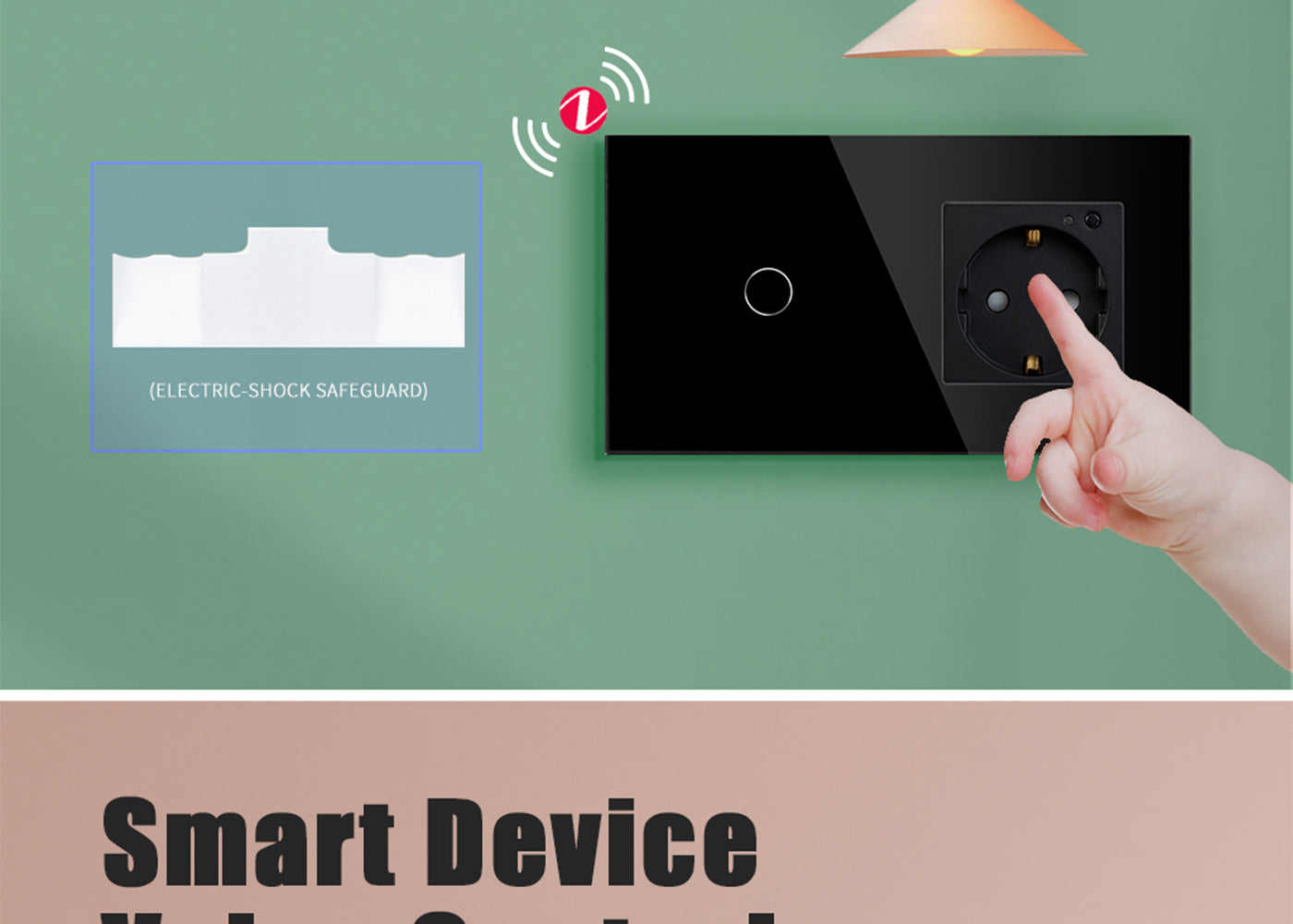 BSEED Zigbee-s villanykapcsoló Zigbee-s EU konnektorral, üveg előlap