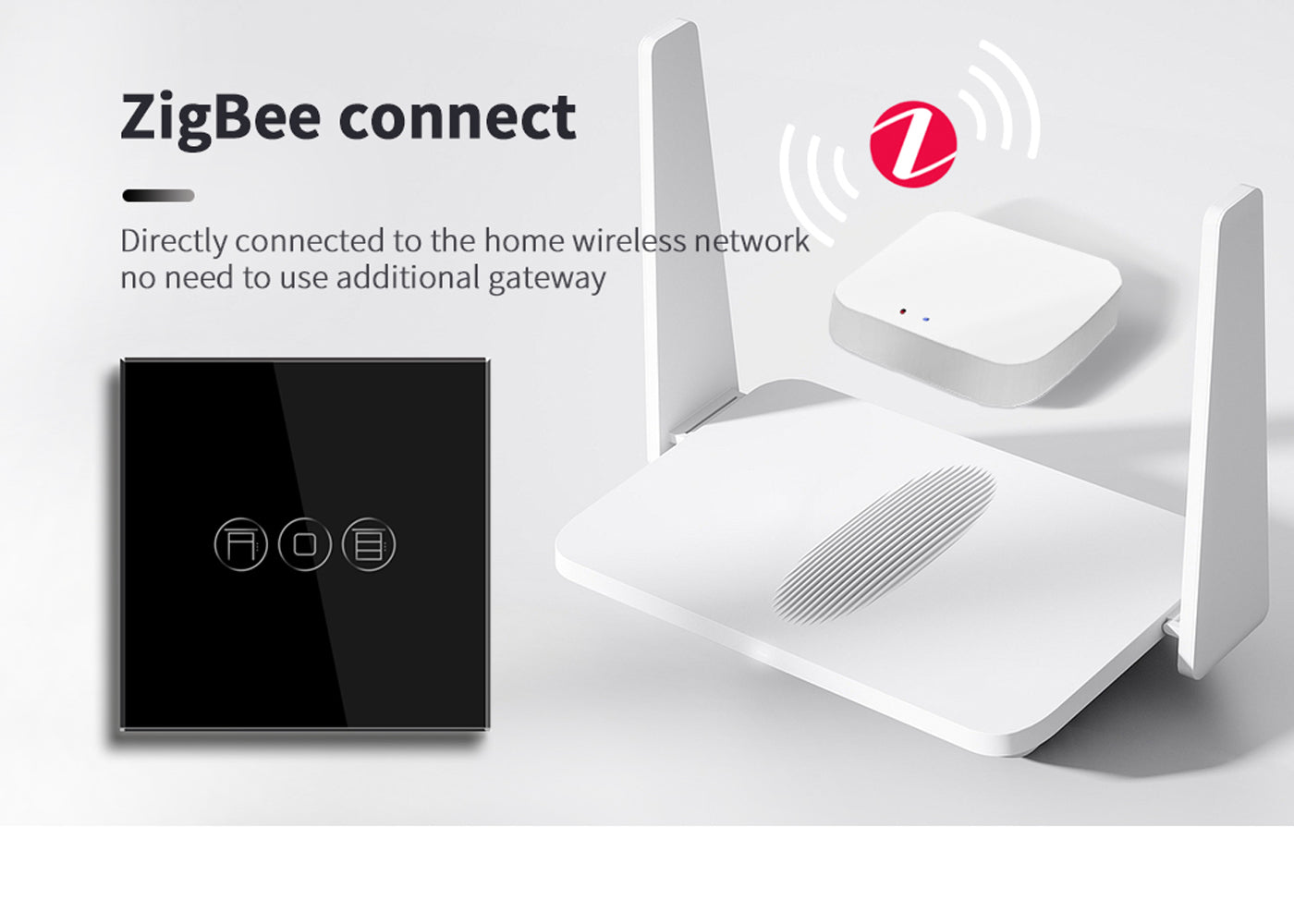 BSEED Zigbee dupla érintős redőnykapcsoló, függőleges kivitel