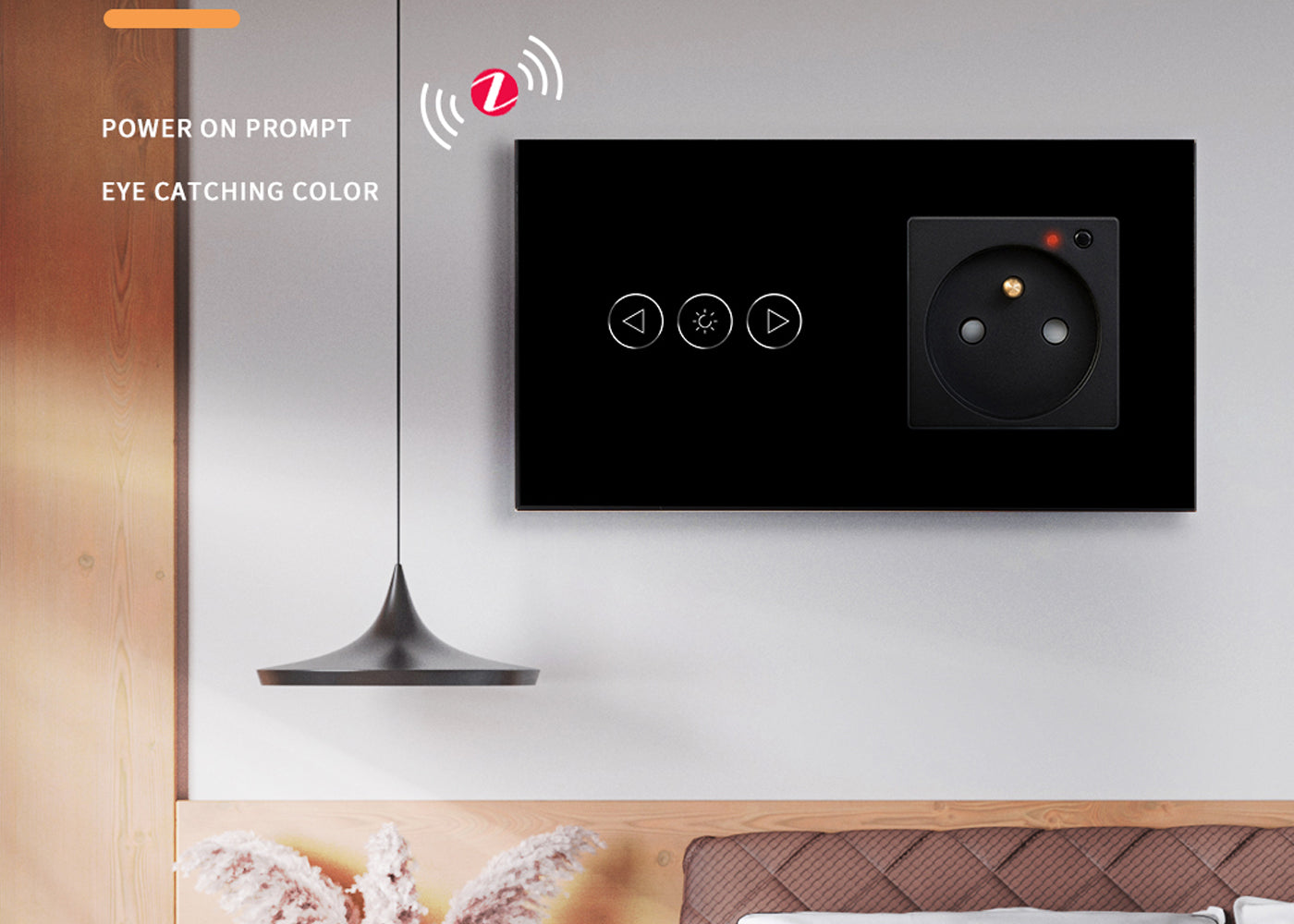 BSEED Zigbee-s fényerő-szabályzó Zigbee-s EU konnektorral, üveg előlap