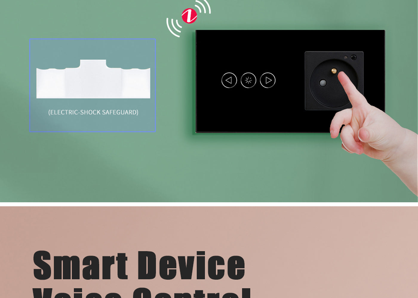 BSEED Zigbee-s fényerő-szabályzó Zigbee-s EU konnektorral, üveg előlap