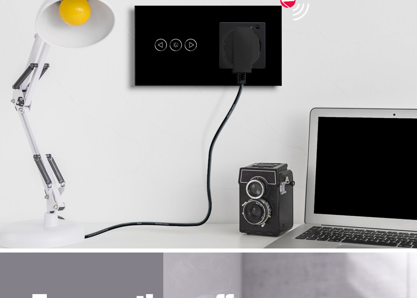 BSEED Zigbee-s fényerő-szabályzó Zigbee-s EU konnektorral, üveg előlap
