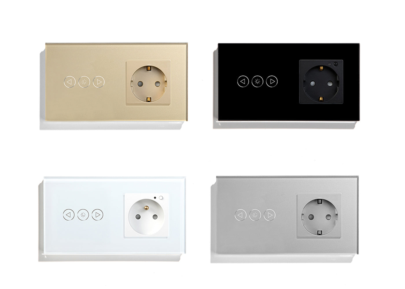 BSEED Zigbee-s fényerő-szabályzó Zigbee-s EU konnektorral, üveg előlap