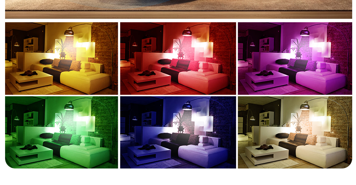 Wifi-s okos LED izzó, 9W, szabályozható fényerő, RGB + hideg/meleg fehér