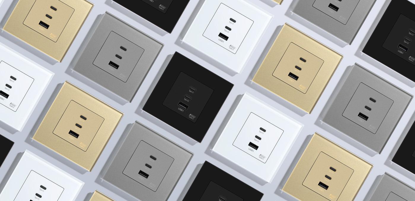 BSEED 65W-os USB-C gyorstöltő fali aljzat, PD3.0, üveg előlap