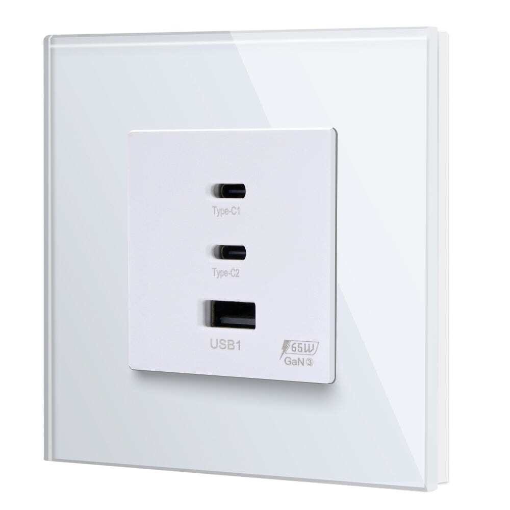 BSEED 65W-os USB-C gyorstöltő fali aljzat, PD3.0, üveg előlap 4