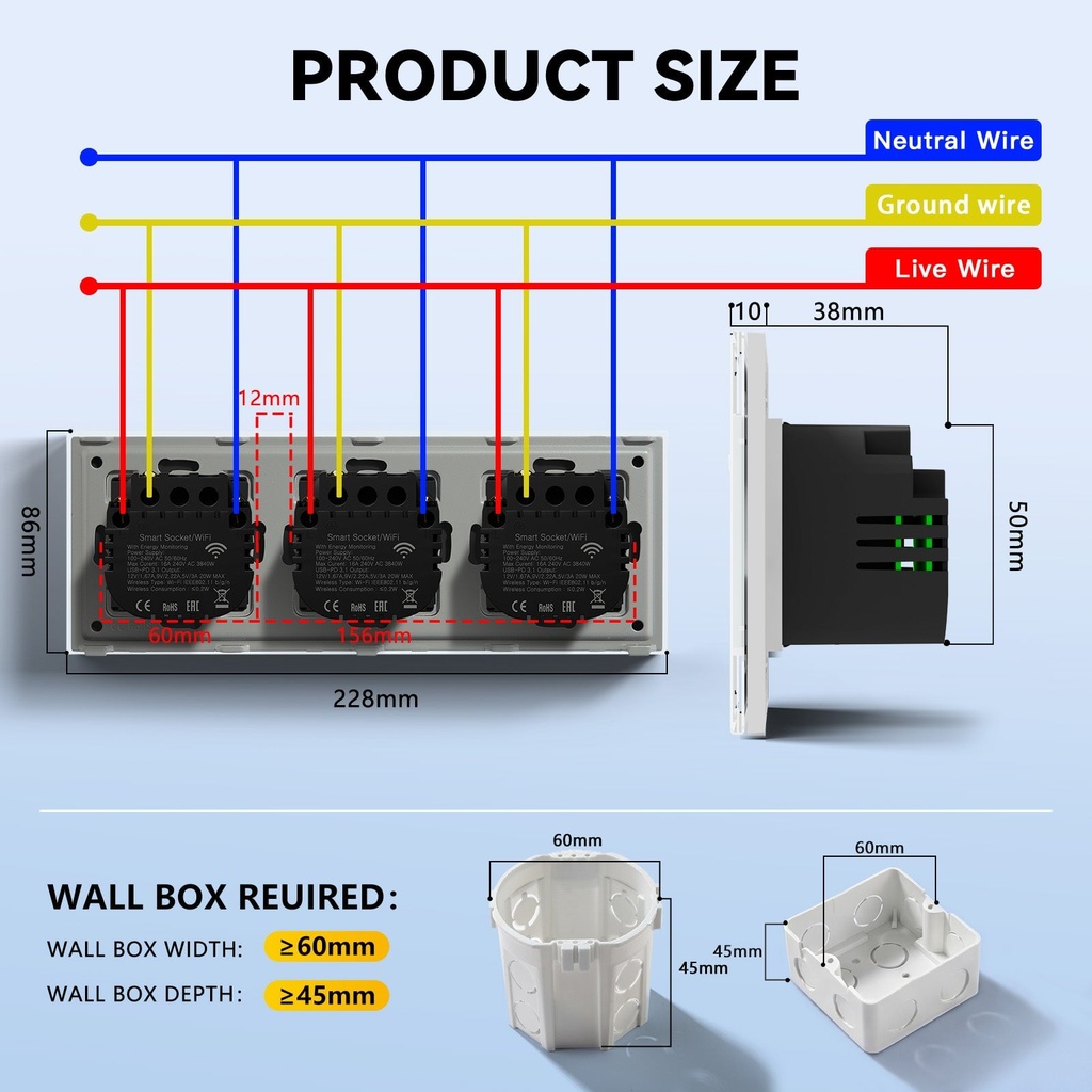 BSEED Wifi-s okos EU konnektor USB és Type-C töltővel, fogyasztásméréssel 10