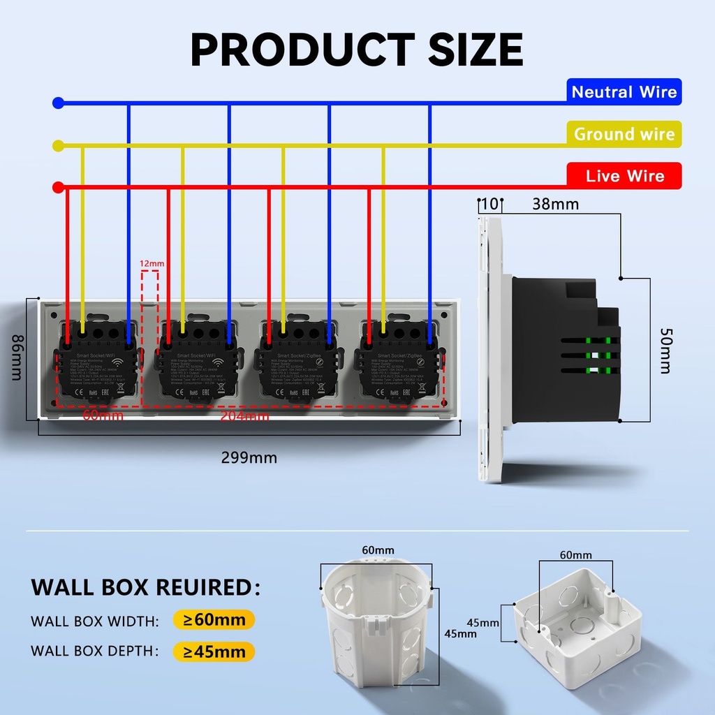 BSEED Wifi-s okos EU konnektor USB és Type-C töltővel, fogyasztásméréssel 11