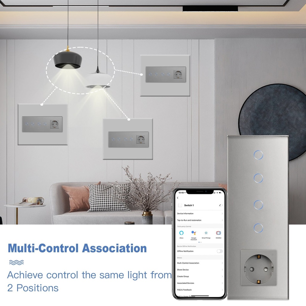 BSEED dupla Zigbee érintős villanykapcsoló EU konnektorral (nem okos), nullvezetős 7