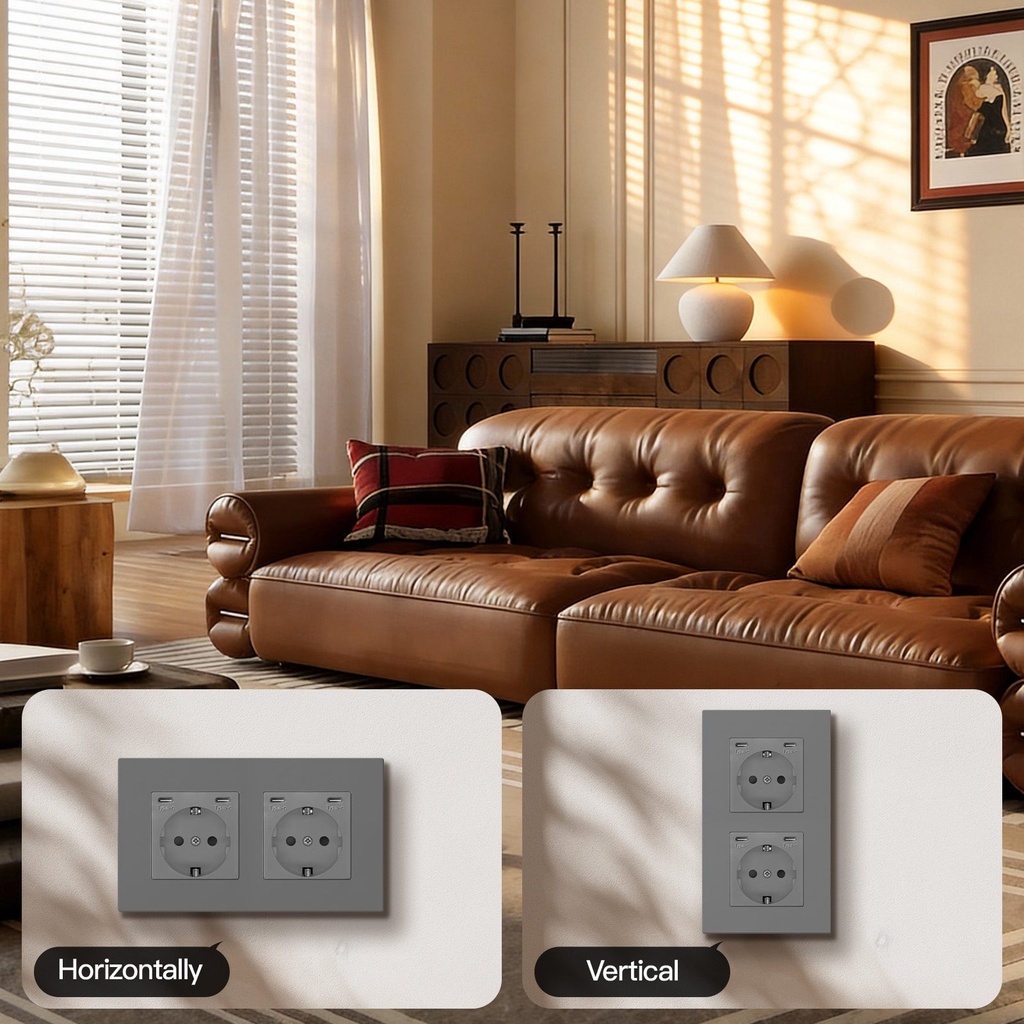 BSEED EU fali konnektor két 20W-os USB-C töltőporttal 5