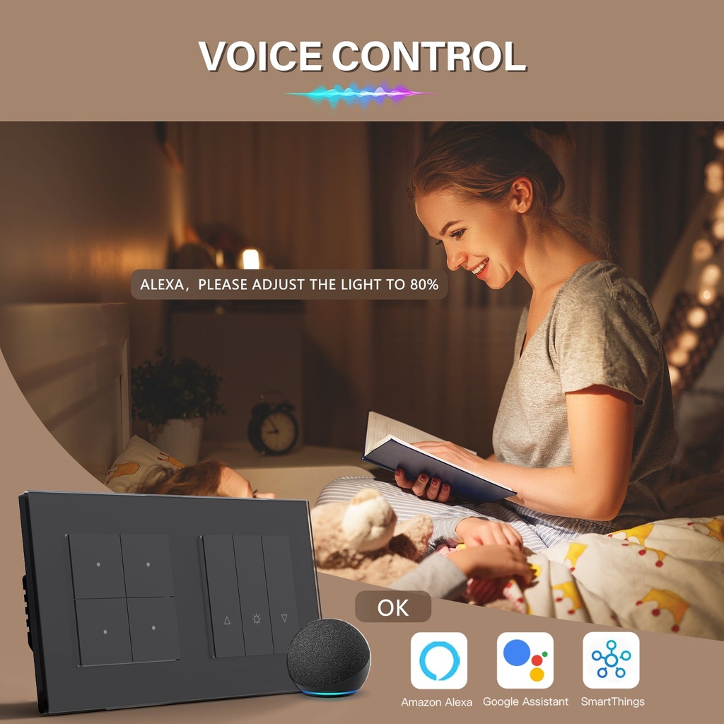 BSEED Echo Wifi-s okos villanykapcsoló két fényerő-szabályzóval 8