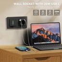 BSEED Echo villanykapcsoló EU konnektorral és USB-C porttal, üveg előlap 3