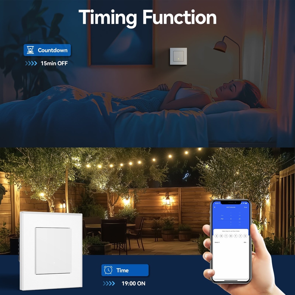 BSEED Echo Wifi-s okos fényerő-szabályzó, 1 kapcsolós 4