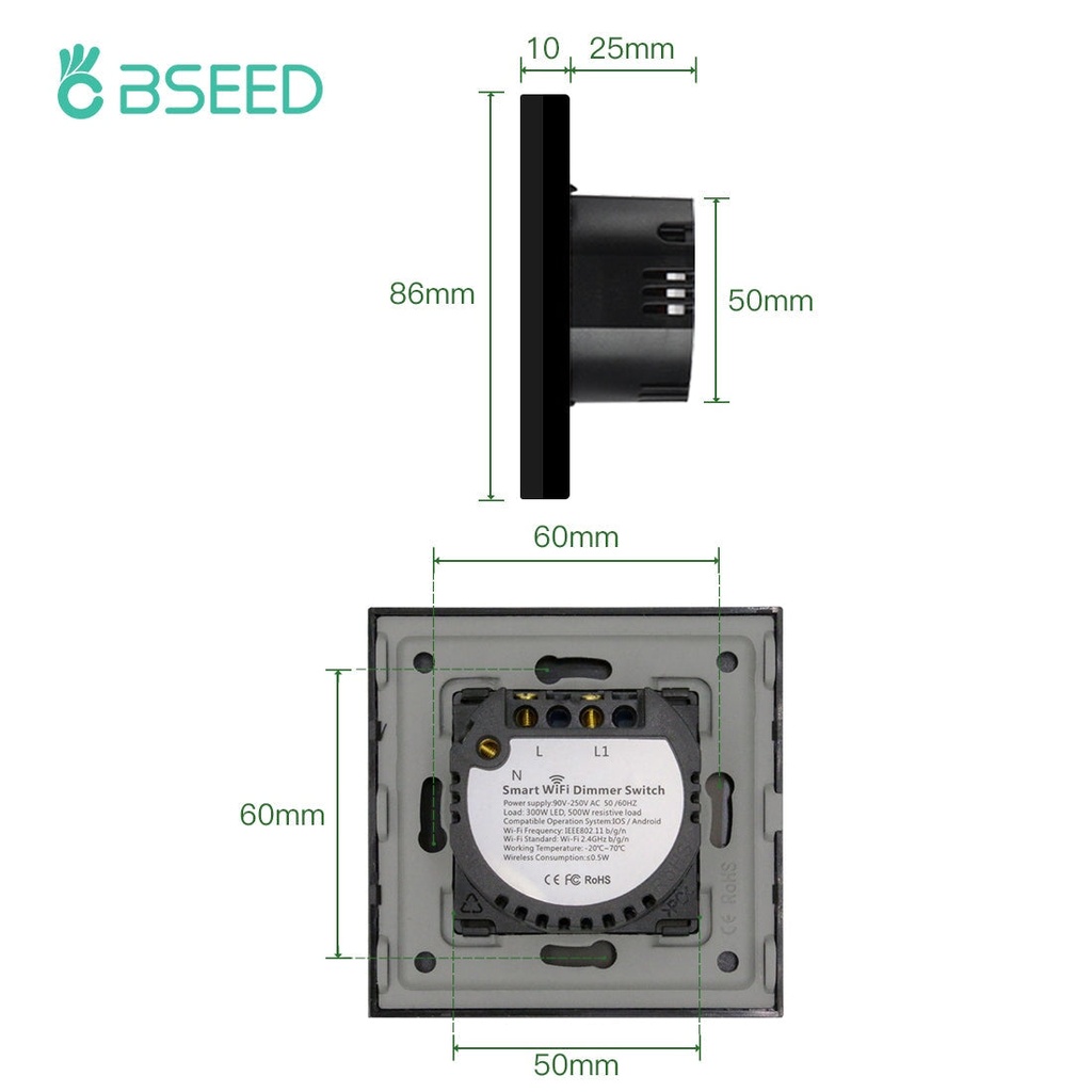 BSEED Zigbee-s érintős okos fényerő-szabályzó, üveg előlap 10