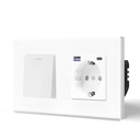 BSEED villanykapcsoló dupla EU konnektorral és USB-C gyorstöltővel, üveg keret 8