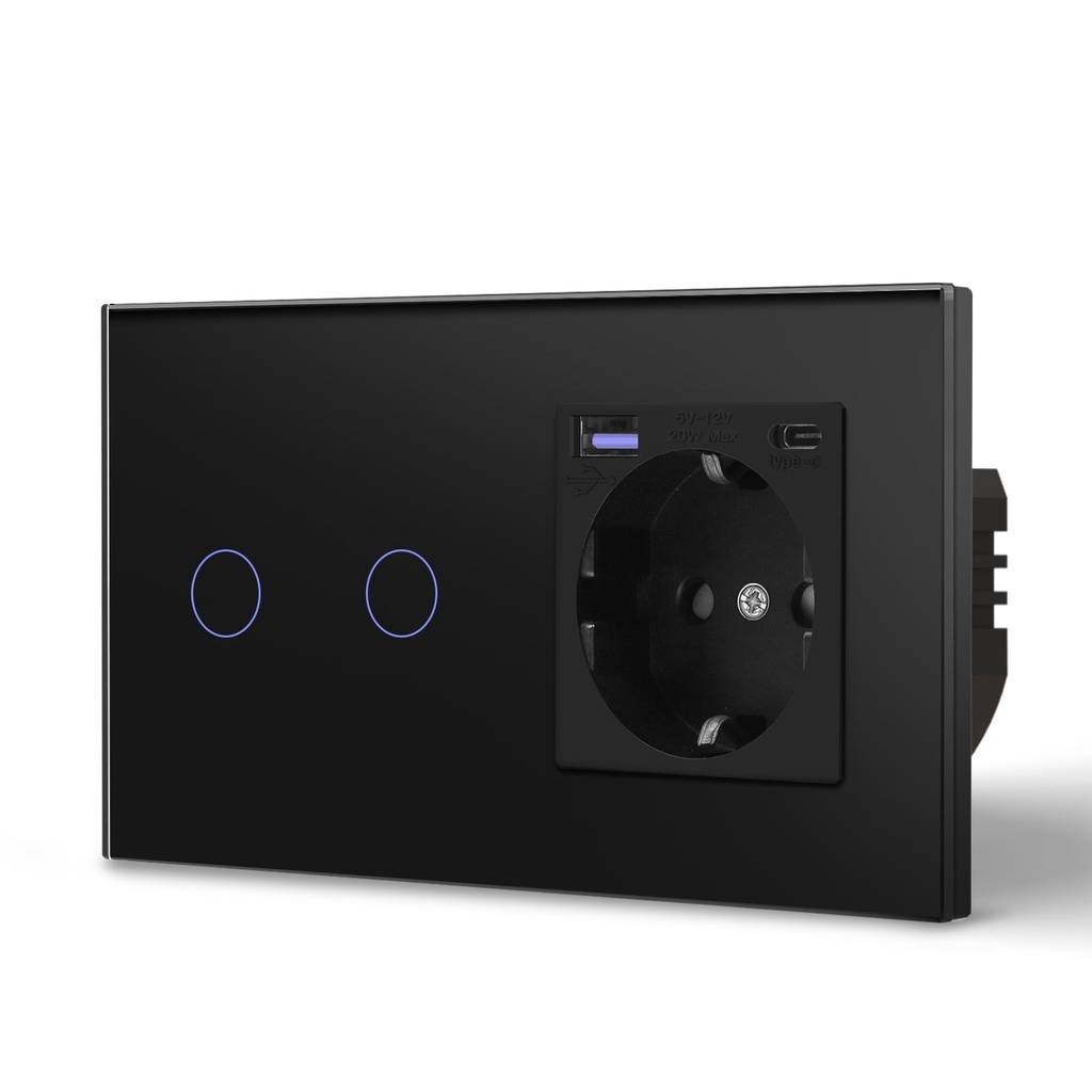 BSEED Wifi-s érintős villanykapcsoló EU konnektorral és 20W USB-C gyorstöltővel 13