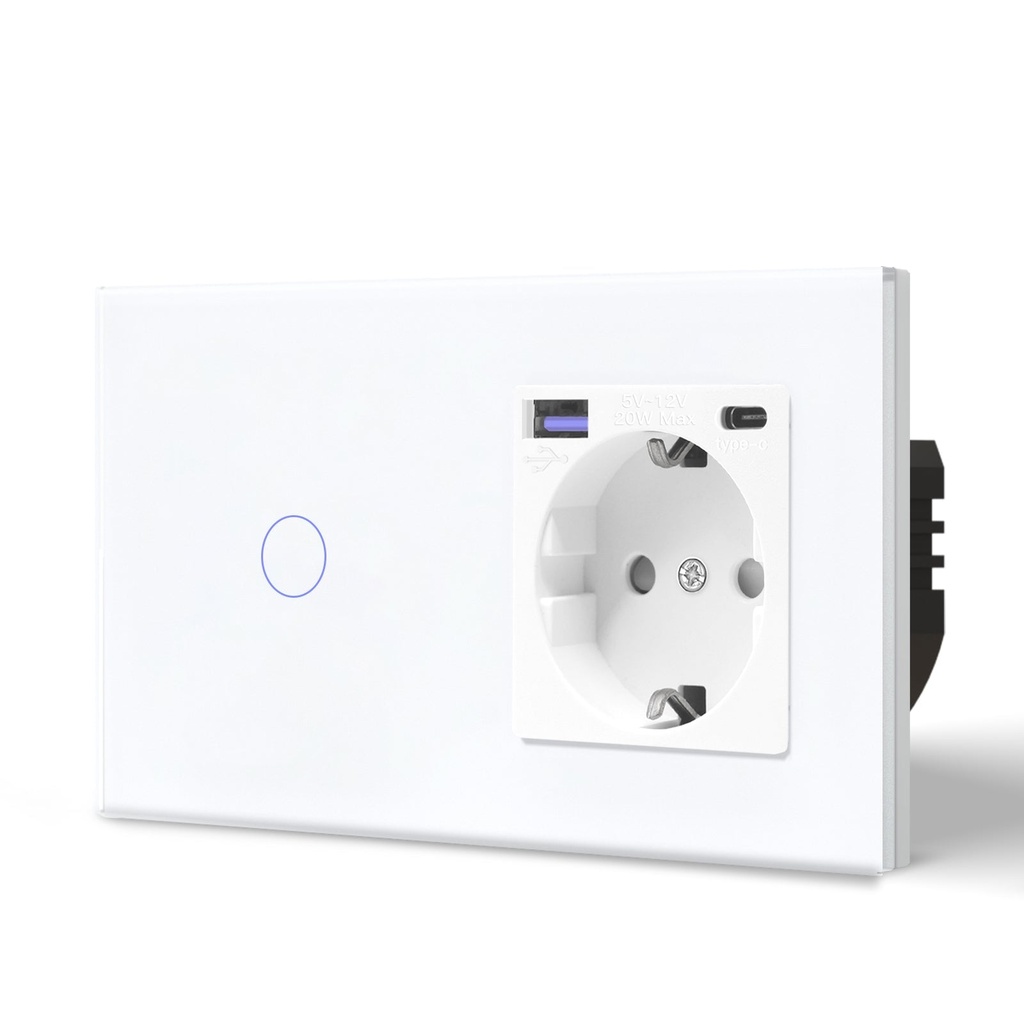 BSEED Wifi-s érintős villanykapcsoló EU konnektorral és 20W USB-C gyorstöltővel 17