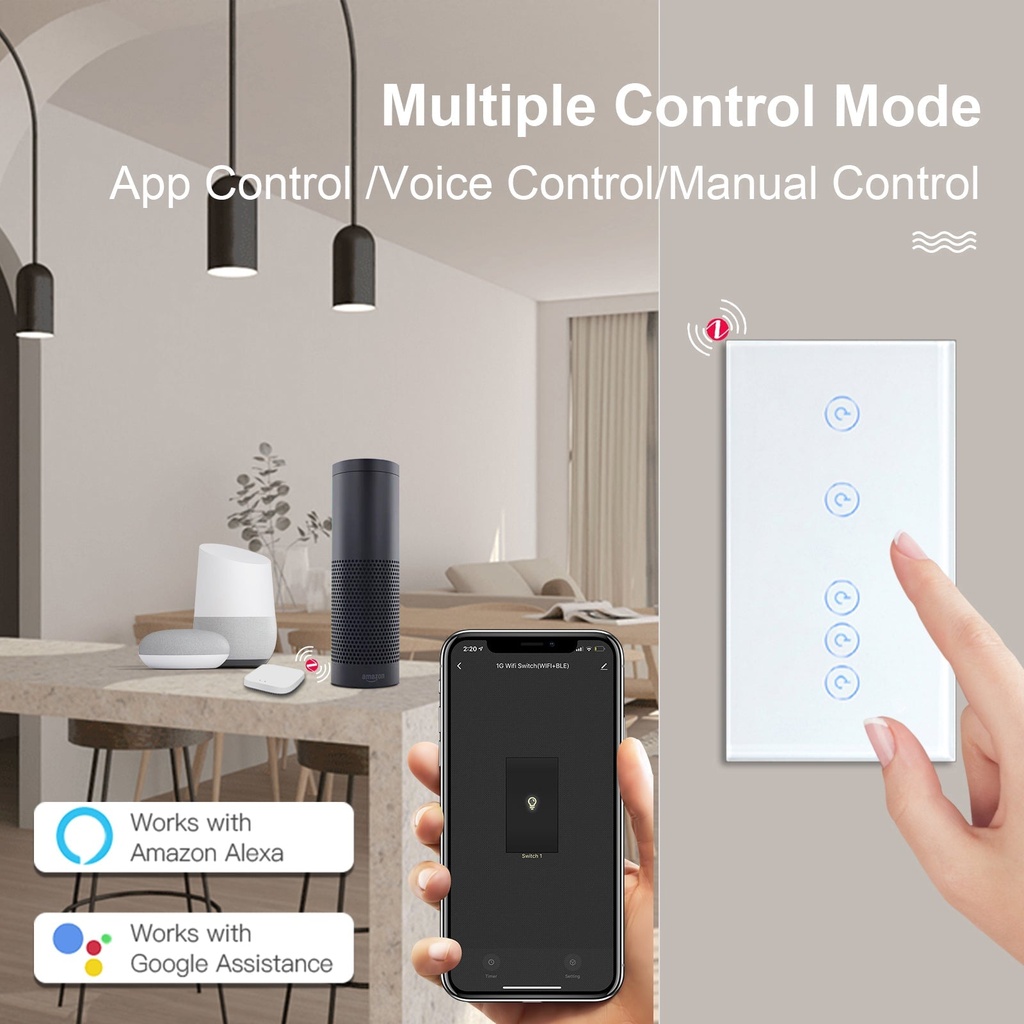 BSEED Zigbee-s dupla okos villanykapcsoló (nullvezetős), üveg előlap 6