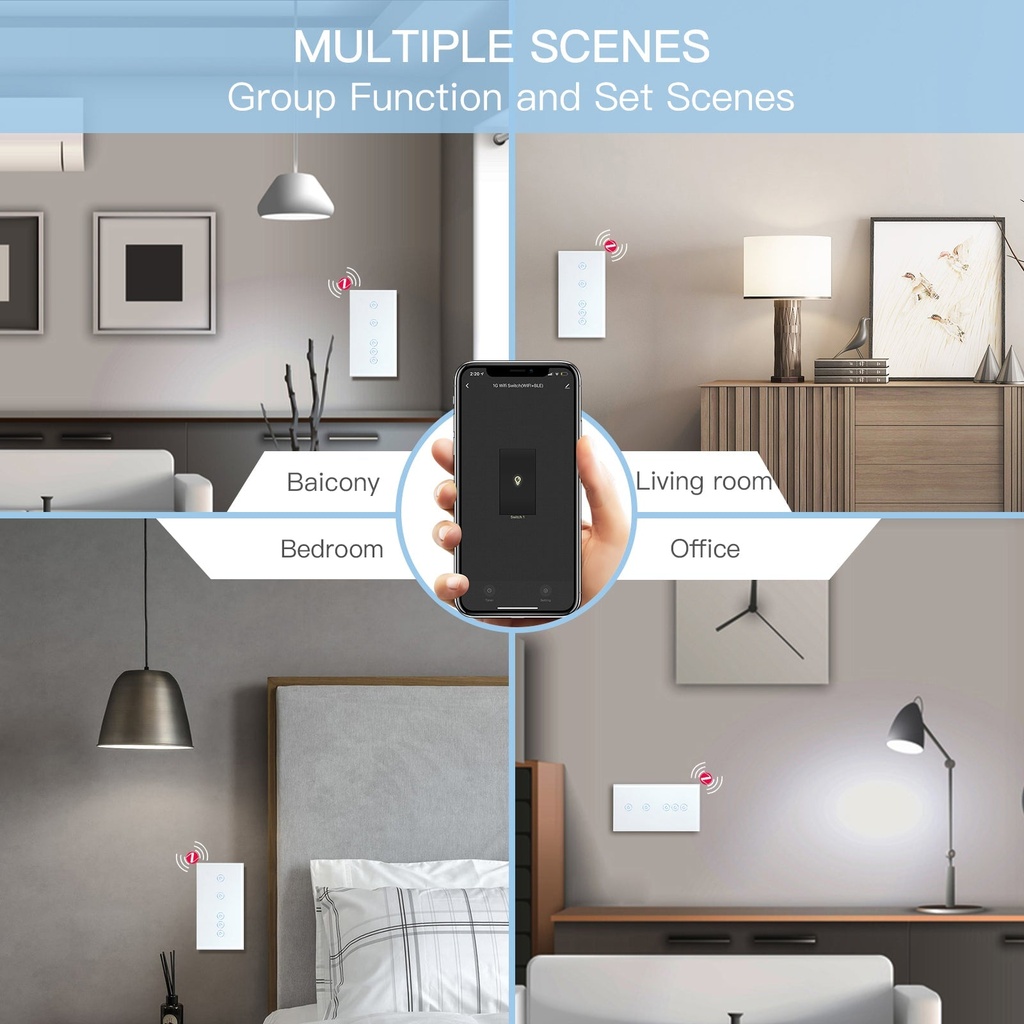 BSEED Zigbee-s dupla okos villanykapcsoló (nullvezetős), üveg előlap 8