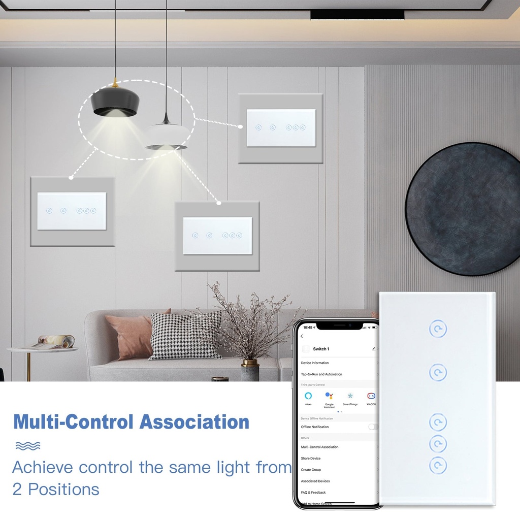 BSEED Zigbee-s dupla okos villanykapcsoló (nullvezetős), üveg előlap 11